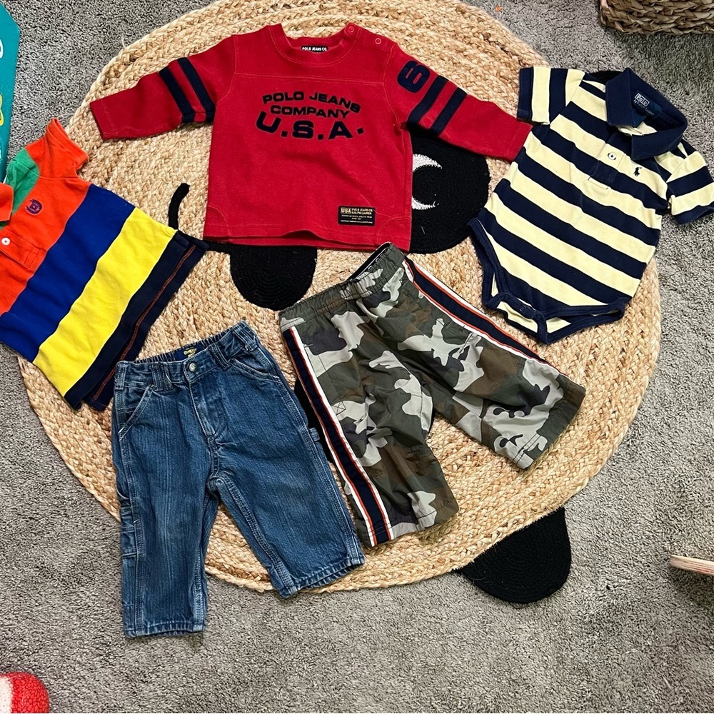 Vintage name brand 100% cotton baby boy clothing bundle denim jersey no flaws